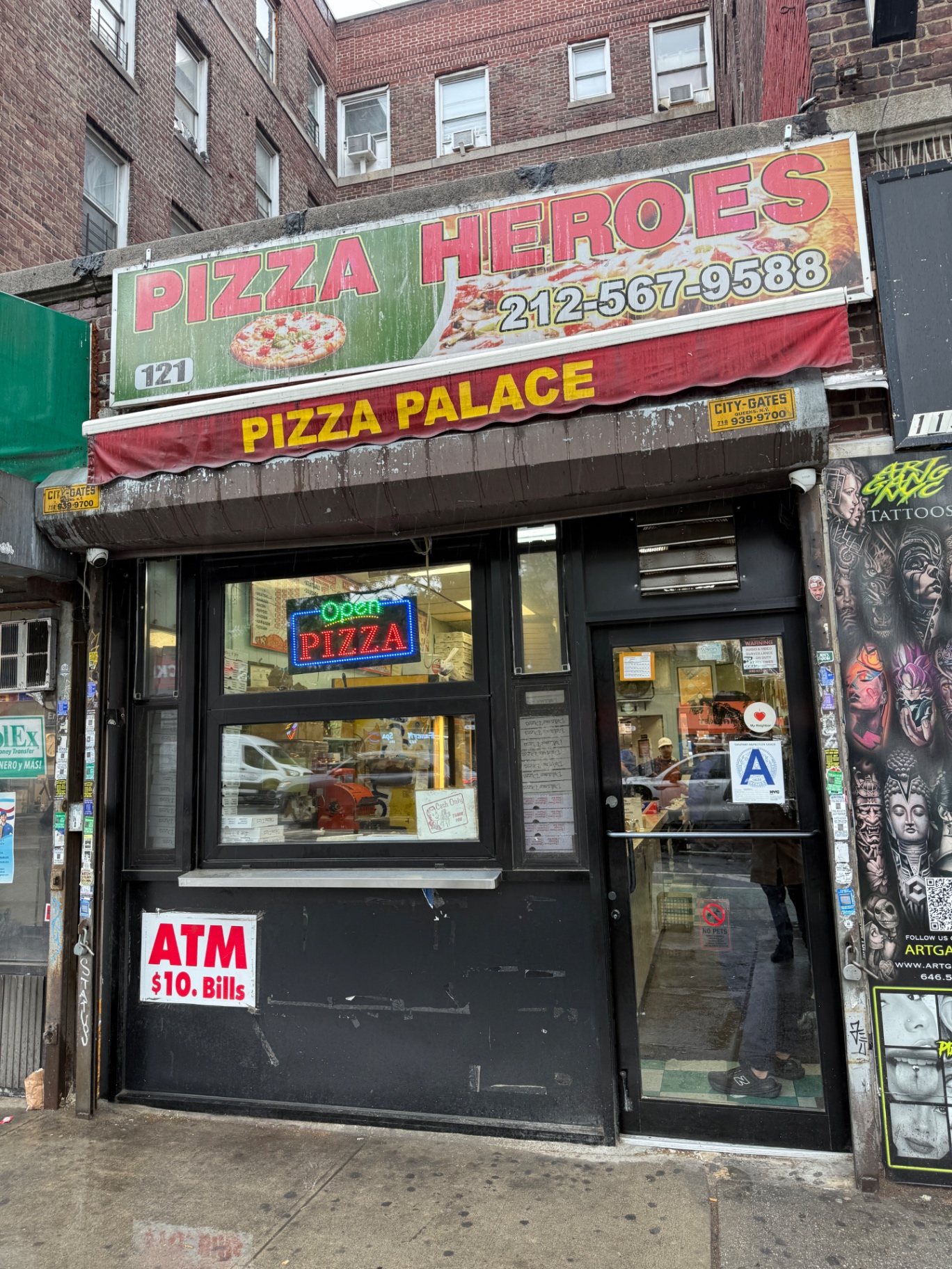 Vintage Dyckman pizzeria storefront